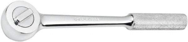 SK - 1/2" Drive Round Head Ratchet - Full Polish Chrome Finish, 15" OAL, 50 Gear Teeth, Full Polished Knurled Handle, Reversible Head - Makers Industrial Supply