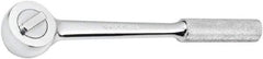 SK - 1/2" Drive Round Head Ratchet - Full Polish Chrome Finish, 15" OAL, 50 Gear Teeth, Full Polished Knurled Handle, Reversible Head - Makers Industrial Supply