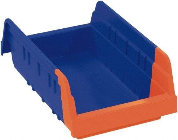 Akro-Mils - 11-5/8" Deep, Blue/Orange Hopper Shelf Bin - 4" High x 4-1/4" Wide x 11-5/8" Long - Makers Industrial Supply