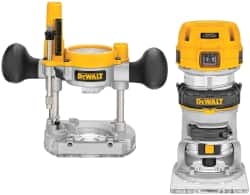DeWALT - 16,000 to 27,000 RPM, 1.25 HP, 7 Amp, Fixed and Plunge Combination Electric Router - 115 Volts, 1/4 Inch Collet - Makers Industrial Supply