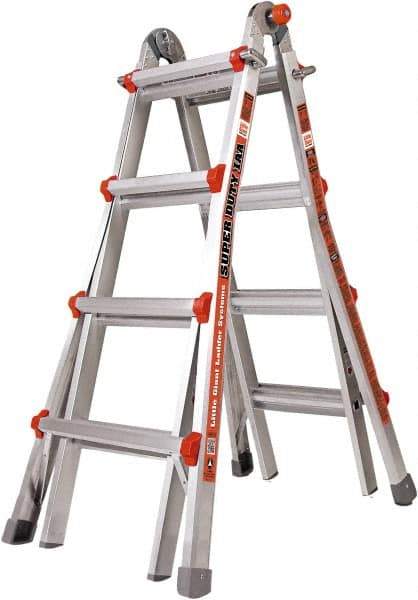 Little Giant Ladder - 14 Steps, 15' High, Type IAA Rating, Aluminum Multi-Use Ladder - 375 Lb Load Capacity, 21" Base Width - Makers Industrial Supply