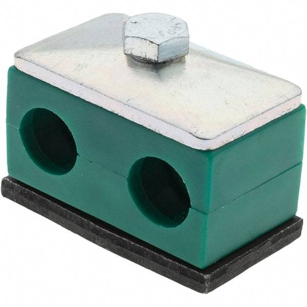 Value Collection - 2.09" Wide x 1.42" High x 1.18" Deep, Polypropylene Twin Vibration-Control Clamp - Steel Plate, Mount with Standard - Makers Industrial Supply