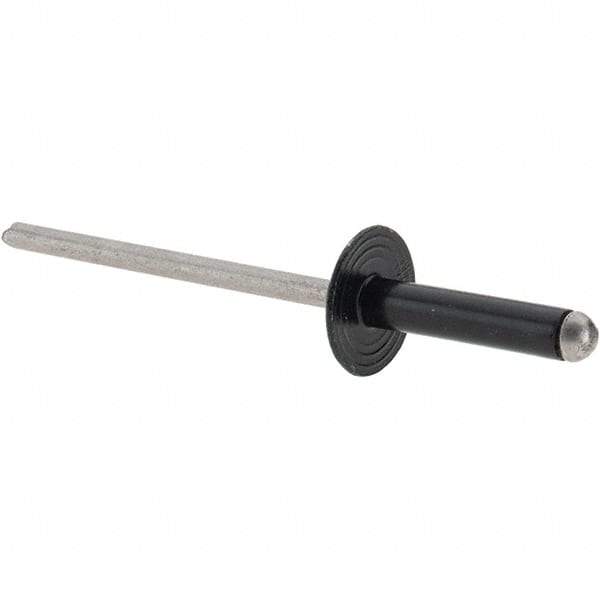 Made in USA - Large Flange Head Aluminum Open End Blind Rivet - Stainless Steel Mandrel, 1/32" to 11/64" Grip, 3/8" Head Diam, 1-1/8" Max Hole Diam, 0.563" Length Under Head, - Makers Industrial Supply