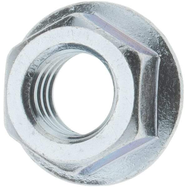 Value Collection - 3/8-16, 3/4" Flange Diam, Serrated Flange Nut - Grade Grade 2 Steel, Zinc-Plated Finish, 0.347" Flange Height - Makers Industrial Supply