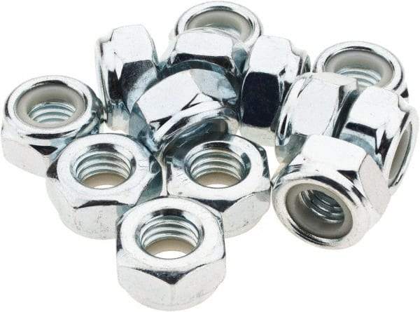 Value Collection - M10x1.50 Metric Coarse Class 8 Hex Lock Nut with Nylon Insert - 10mm High, Zinc-Plated Finish - Makers Industrial Supply