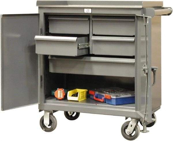 Strong Hold - 24" Wide x 36" High x 36" Deep, 5 Drawer Tool Cart - 400 Lb Capacity, Steel, Dark Gray - Makers Industrial Supply