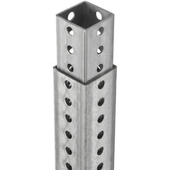 TAPCO - 4' High, Galvanized Traffic Sign Post - Steel, 7/16" Hole Diam, Silver - Makers Industrial Supply