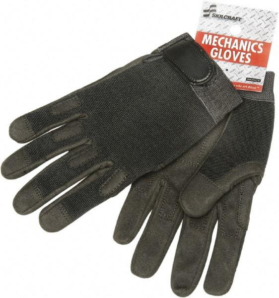 Ability One - Size XL Nylon/Spandura General Protection Work Gloves - For Mechanic's & Lifting, Uncoated, Hook & Loop Cuff, Full Fingered, Black, Paired - Makers Industrial Supply