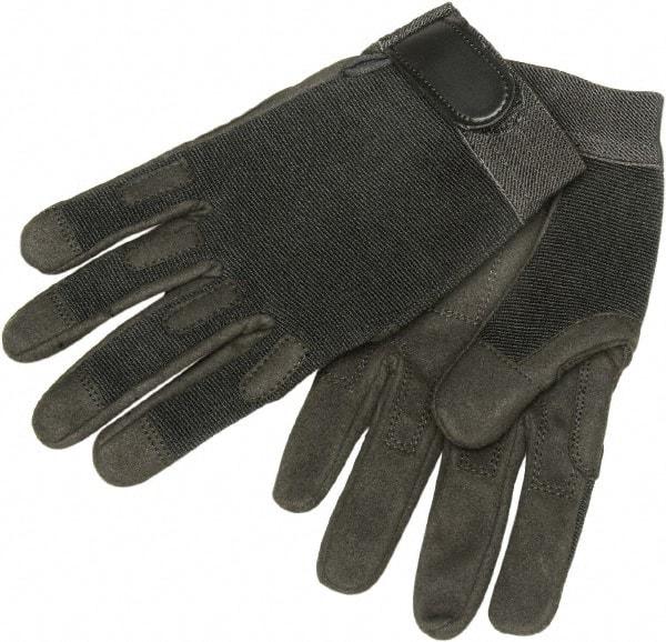 Ability One - Size M Nylon/Spandura General Protection Work Gloves - For Mechanic's & Lifting, Uncoated, Hook & Loop Cuff, Full Fingered, Black, Paired - Makers Industrial Supply