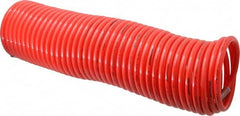 PRO-SOURCE - 3/8" ID, 3/8 Thread, 50' Long, Red Nylon Coiled & Self Storing Hose - 225 Max psi, Male Swivel x Male Swivel - Makers Industrial Supply