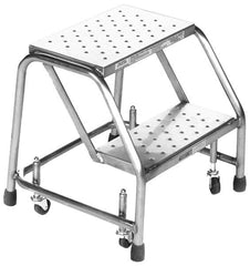 Ballymore - 19" 2 Step Ladder - Rolling Safety Ladder, 450 Lb Capacity, 19" Platform Height, 20" Base Width x 19" Base Depth, Perforated Tread - Makers Industrial Supply