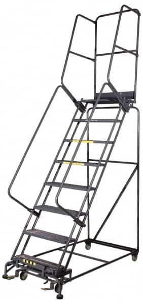 Ballymore - 153" 12 Step Ladder - Rolling Safety Ladder, 450 Lb Capacity, 120" Platform Height, 40" Base Width x 87" Base Depth, Perforated Tread - Makers Industrial Supply