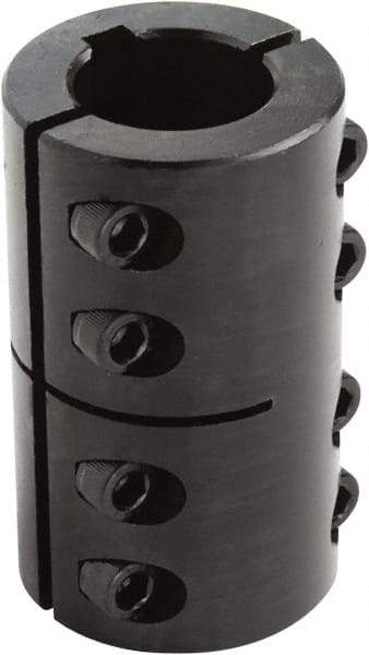 Climax Metal Products - 7/8" Inside x 1-5/8" Outside Diam, Two Piece Rigid Coupling with Keyway - 2-1/2" Long x 3/16" Keyway Width x 3/32" Keyway Depth - Makers Industrial Supply