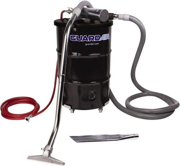 Guardair - 55 Gal Steel Tank, Air Powered Wet/Dry Vacuum - 15 Peak hp, 20' Hose Fitting, Cordless, Cartridge Filter - Makers Industrial Supply