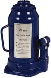 Value Collection - 20 Ton Capacity Side Pump Bottle Jack - 9-1/2" to 18-5/8" High, 6" Piston Stroke, 3-1/8" Screw Length, 1-1/2" Screw Diam, 2.2" Plunger Diam, 6-1/4" Long x 5-7/8" Wide Base - Makers Industrial Supply