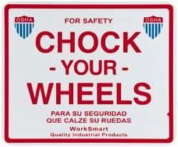 Value Collection - "Chock Your Wheels", Aluminum Safety Sign - Use for Accident Prevention - Makers Industrial Supply