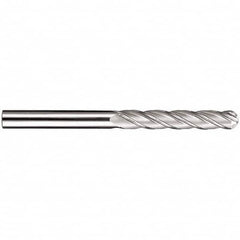 SGS - 5/16" Diam, 1-5/8" LOC, 4 Flute Solid Carbide Ball End Mill - TiN Finish, Single End, 4" OAL, 5/16" Shank Diam, Spiral Flute - Makers Industrial Supply