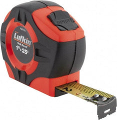 Lufkin - 25' x 1" Yellow Blade Tape Measure - 1/16" Graduation, Inch Graduation Style, Chrome Case - Makers Industrial Supply