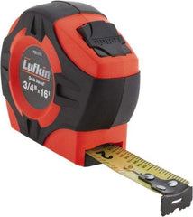 Lufkin - 16' x 3/4" Yellow Blade Tape Measure - 1/16" Graduation, Inch Graduation Style, Orange/Black Case - Makers Industrial Supply