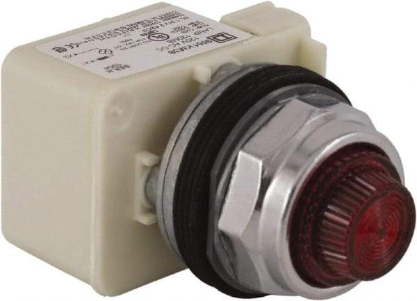 Schneider Electric - 120 V Red Lens Incandescent Pilot Light - Round Lens, Screw Clamp Connector - Makers Industrial Supply