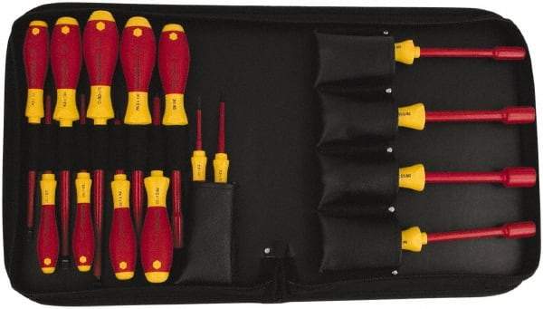 Wiha - 15 Piece 1/4 to 1/2" Insulated Nutdriver Set - Cushion Grip Handle - Makers Industrial Supply