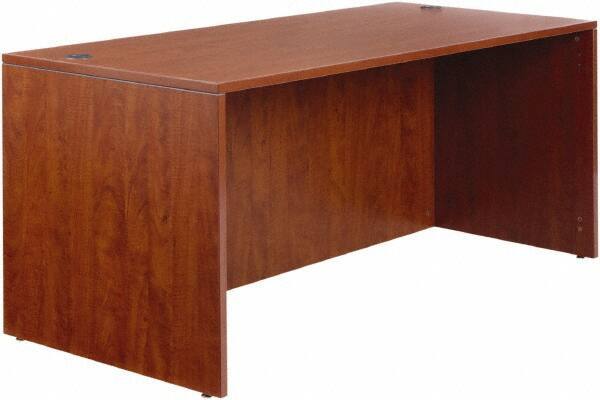 ALERA - Woodgrain Laminate Desk Shell - 65" Wide x 29-1/2" Deep x 29-5/8" High, Medium Cherry - Makers Industrial Supply