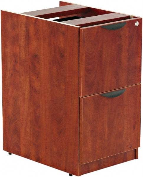 ALERA - 15-5/8" Wide x 28-1/2" High x 28-1/2" Deep, 2 Drawer Full Pedestal - Woodgrain Laminate, Medium Cherry - Makers Industrial Supply