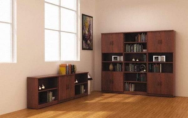 ALERA - 6 Shelf, 80-3/8" High x 31-3/4" Wide Bookcase - 14" Deep, Woodgrain Laminate, Medium Cherry - Makers Industrial Supply