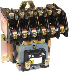 Square D - No Enclosure, 6 Pole, Electrically Held Lighting Contactor - 20 A (Tungsten), 30 A (Fluorescent), 208 VAC at 60 Hz, 6NO Contact Configuration - Makers Industrial Supply