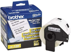 Brother - 1.1" Wide x 2-3/16" Long, White Paper Shipping Label - For PC Label Printers - Makers Industrial Supply