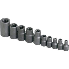 SK - 1/4" Drive Standard Socket Set - E4 to E18 Torx, Torx Measurement Standard - Makers Industrial Supply