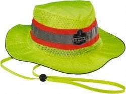 Ergodyne - Personal Evaporative Class Headwear Hi-Vis Ranger Hat with Cooling Towel - 1' Long, Lime, Polyester & PVA - Makers Industrial Supply