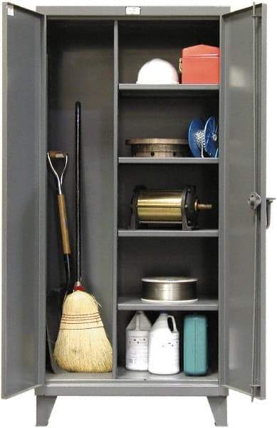 Strong Hold - 4 Shelf Combination Storage Cabinet - Steel, 48" Wide x 24" Deep x 72" High, Dark Gray - Makers Industrial Supply