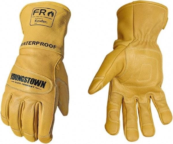 Youngstown - Size 2XL, Leather or Synthetic Leather, Arc Flash, Flame Resistant & Waterproof Gloves - Waterproof & Kevlar Lined, 50.5 cal/Sq cm Max Arc Protection, HRC 4, ANSI Cut Level 2, NFPA70E & ASTM F2302 - Makers Industrial Supply