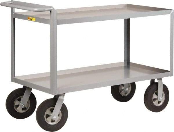 Little Giant - 1,500 Lb Capacity, 30" Wide x 66" Long x 38-1/2" High Shelf Cart - 2 Shelf, Steel, 2 Rigid/2 Swivel Casters - Makers Industrial Supply