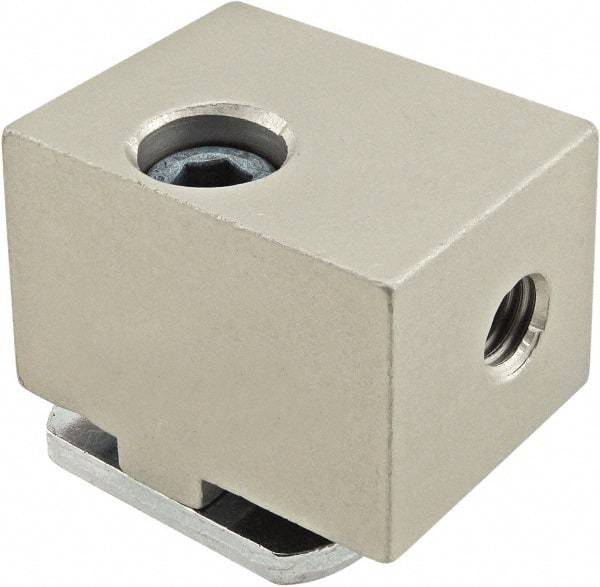 80/20 Inc. - Open Shelving Panel Mount Block - Aluminum, Clear Anodized Finish, Use with 40 Series & Bolt Kit 13-8316 - Makers Industrial Supply