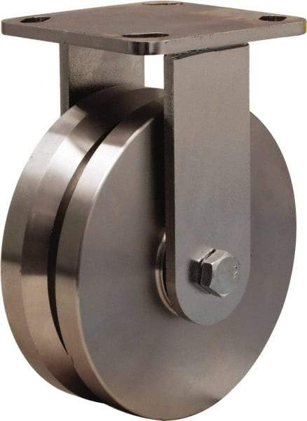 Hamilton - 6" Diam x 2" Wide, Stainless Steel Swivel Caster - 1,200 Lb Capacity, Top Plate Mount, 4" x 5" Plate, Stainless Steel Precision Ball Bearing - Makers Industrial Supply