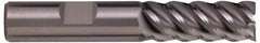 Kennametal - 1/4", 6 Flute, Single End, Solid Carbide, 0.016" Corner Radius End Mill - 2-1/2" OAL, 20° Helix, Right Hand Flute, 0.008" LOC, Right Hand Cut, 3/4" Extended Reach - Makers Industrial Supply