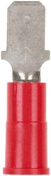 3M - 22 to 18 AWG, Vinyl, Partially Insulated, Male Wire Disconnect - 3/16 Inch Wide Tab, Red - Makers Industrial Supply