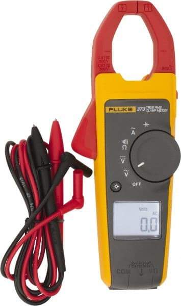 Fluke - 373, CAT IV, CAT III, Digital True RMS Clamp Meter with 1.26" Clamp On Jaws - 600 VAC/VDC, 600 AC Amps, Measures Voltage, Capacitance, Current, Resistance - Makers Industrial Supply