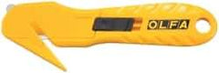 Olfa - Retractable Utility Knife - 1.58" High Carbon Tool Steel Blade, Yellow Nylon-6 Polyamide Handle, 1 Blade Included - Makers Industrial Supply