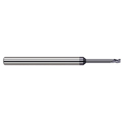 Corner Radius End Mill: 1/8″ Dia, 3/16″ LOC, 0.01″ Radius, 4 Flutes, Solid Carbide 2-1/2″ OAL, 1/8″ Shank Dia, 37 ° Helix, AlTiN Coated, Corner Radius End