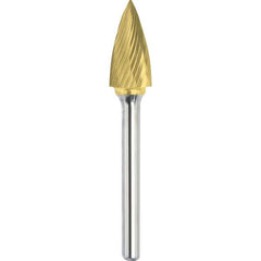 Made in USA - 1/2" Cut Diam, 0.2362" Shank Diam, Tree Head Single Cut Burr - Carbide, 19mm LOC, 64mm OAL - Makers Industrial Supply