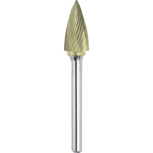 Made in USA - 6.3mm Cut Diam, 0.1181" Shank Diam, Tree Head Single Cut Burr - Carbide, 12.7mm LOC, 50mm OAL - Makers Industrial Supply