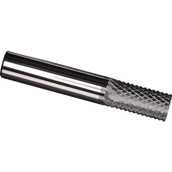 Made in USA - 1/4" Diam, 1" LOC, Plain End, Solid Carbide Diamond Pattern Router Bit - Right Hand Cut, 2-1/2" OAL, 1/4" Shank Diam, Use on Carbon & Honeycomb, Carbon Fiber, Composite, Fiberglass, Graphite - Makers Industrial Supply