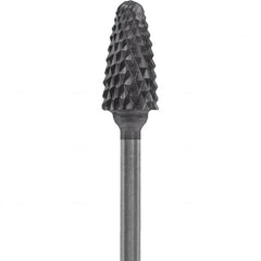 Made in USA - 1/4" Cut Diam, 0.0925" Shank Diam, Tree with Radius Head Diamond Cut Burr - Carbide, 1/2" LOC, 2" OAL - Makers Industrial Supply