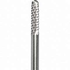 Made in USA - 3/32" Cut Diam, 0.0925" Shank Diam, Cylinder with Radius Head Diamond Cut Burr - Carbide, 1/2" LOC, 1-1/2" OAL - Makers Industrial Supply