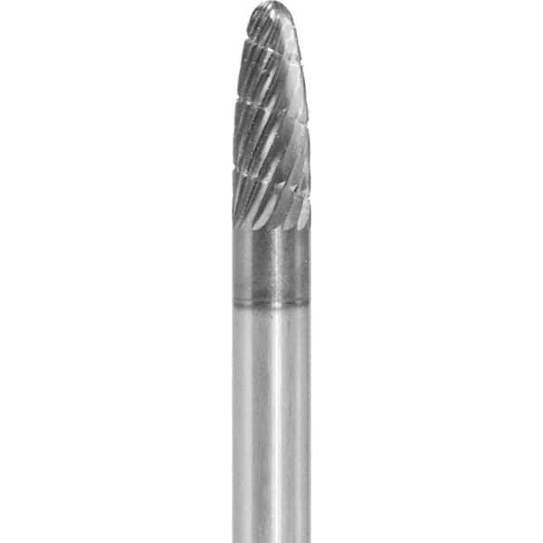 Made in USA - 1/4" Cut Diam, 1/4" Shank Diam, Tree with Radius Head Fastmill Cut Burr - Carbide, 5/8" LOC, 2" OAL - Makers Industrial Supply