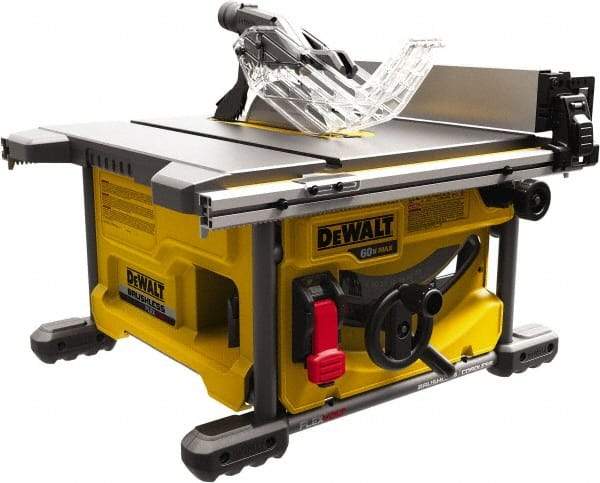 DeWALT - 8-1/4" Blade Diam, Table Saw - 5,800 RPM, 19-1/16" Table Depth x 19-1/16" Table Width, 60 Volts, 5/8" Arbor - Makers Industrial Supply