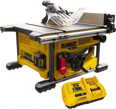 DeWALT - 8-1/4" Blade Diam, Table Saw - 5,800 RPM, 19-1/16" Table Depth x 19-1/16" Table Width, 60 Volts, 3/8" Arbor - Makers Industrial Supply